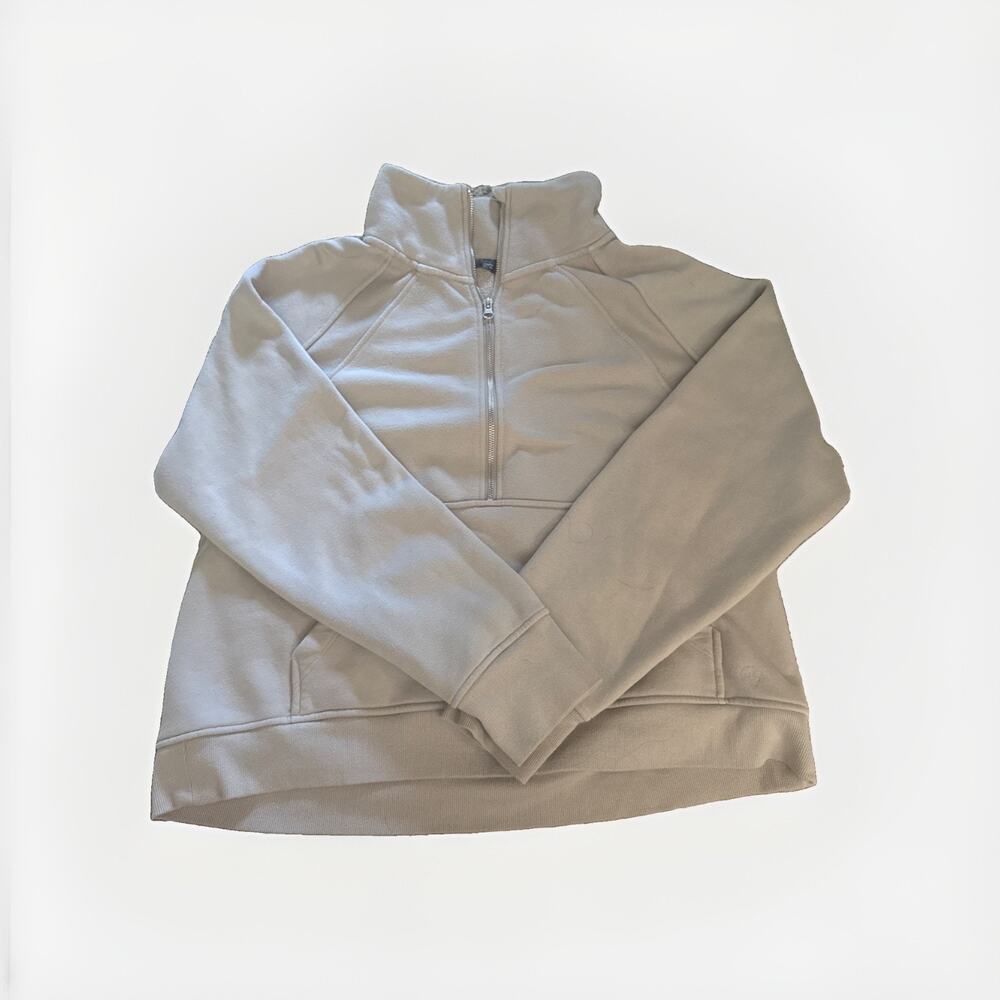 Danskin Women's Cream 1/2 Zip Mock Neck Pullover Sweatshirt XL
